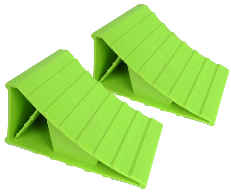 MaxxHaul 50230 High Visibility Polypropylene Wheel Chocks 2-Pack Non-Slip Base - Image 1